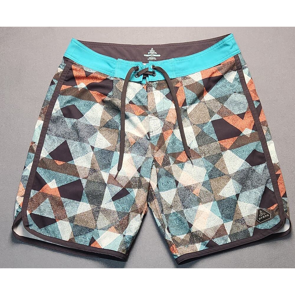 Prana Mens Size 34 Board Shorts 9" Inseam Stretch UPF Cali